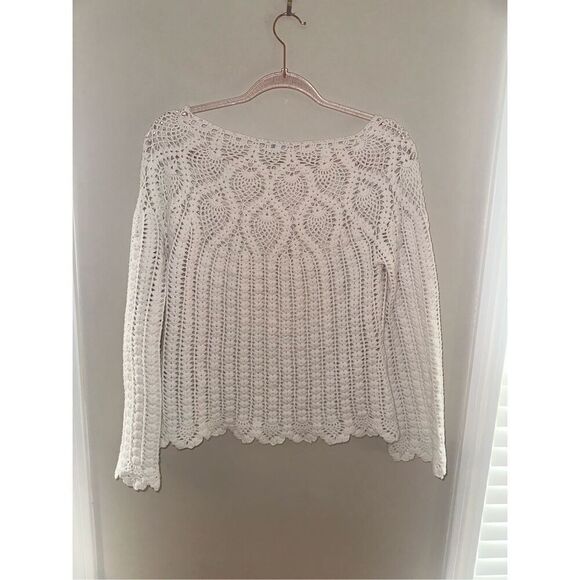J.McLaughlin White Crochet Long Sleeve Blouse M - Picture 3 of 3